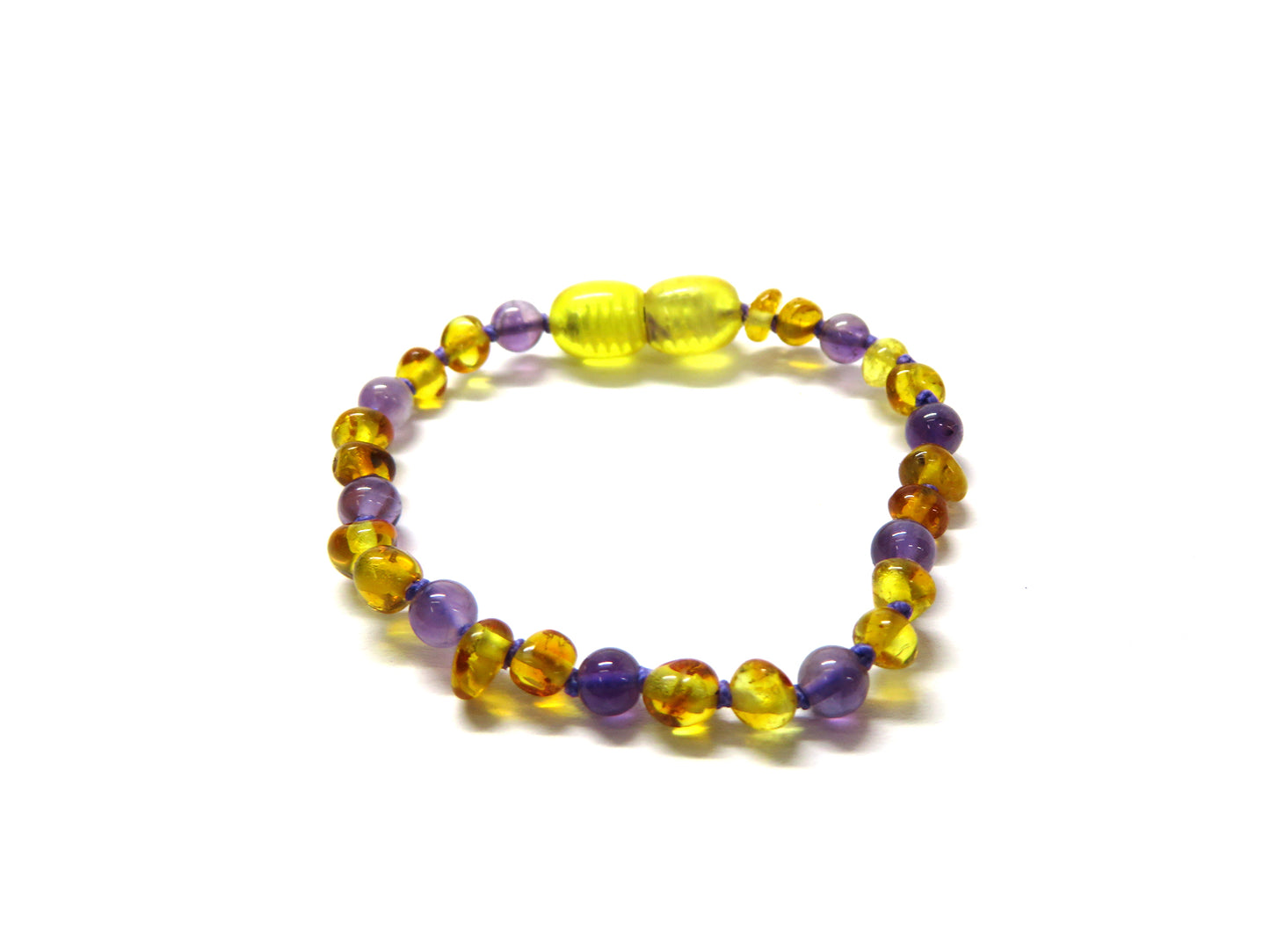 Amethist- Barnsteen Honing armband