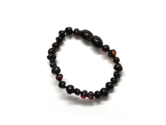 Barnsteen Kers armband (zwart draad)