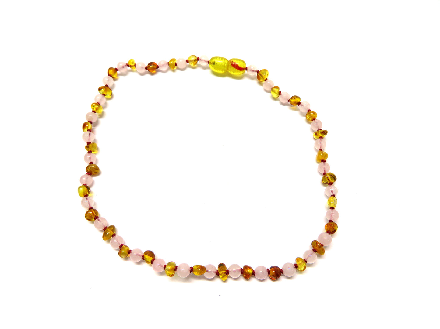 Rozenkwarts - Barnsteen Honing ketting