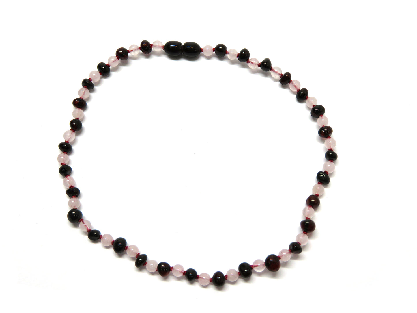 Rozenkwarts - Barnsteen Kers ketting