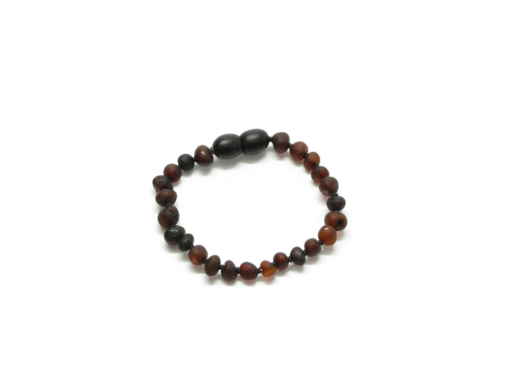 Barnsteen Raw Kers armband (zwart draad)
