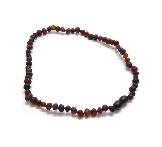 Barnsteen Raw Kers ketting (rood draad)